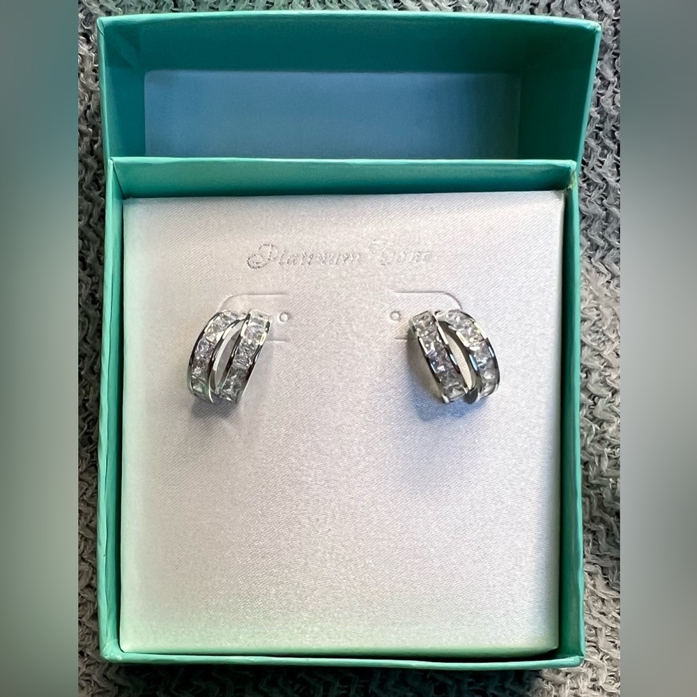 NWT Sears Platinum Tone Earrings